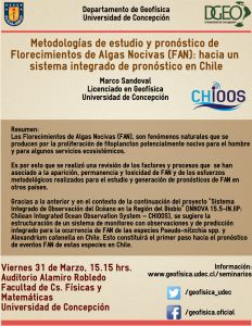 La actividad se llevará a cabo el día viernes 31 de marzo a las 15.15 hrs , en el Auditorio Alamiro Robledo de la Facultad de Cs. Físicas y Matemáticas de la Universidad de Concepción.